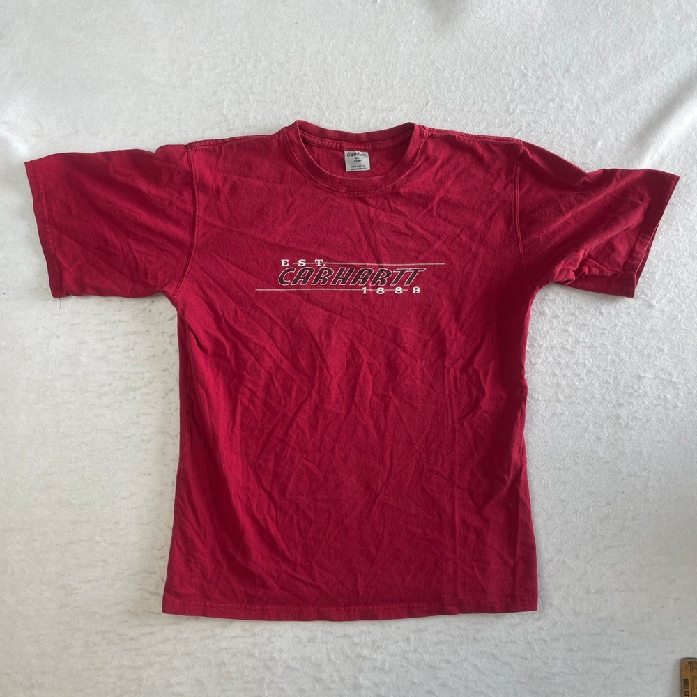Carhartt T-Shirt XL Red Graphic Est 1889 Short Sleeve Cotton‎ Crew Neck
